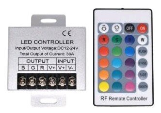 Avide LED-Streifen 12-24V, 432W, RGB, 24 Tasten, RF-Fernbedienung und Controller