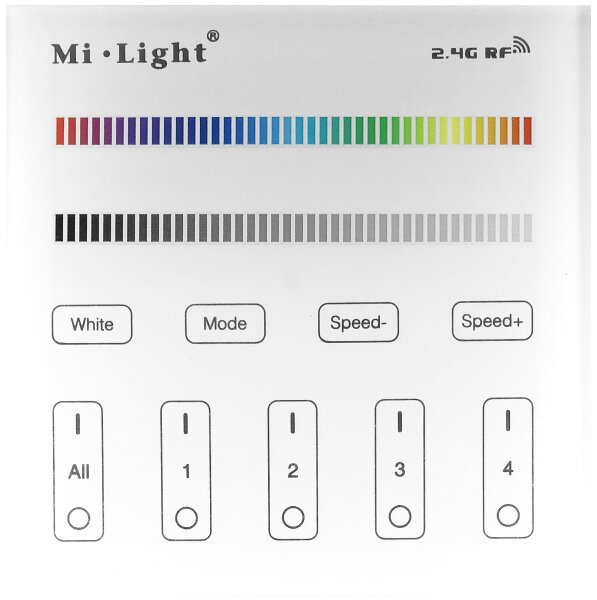 Avide LED-Streifen, 12-24V, RGB+W, 4 Zonen, RF, Oberflächenmontage, 2 x AAA, Touch-Fernbedienung