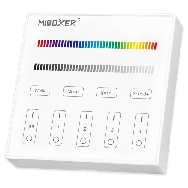 Avide LED-Streifen, 12-24V, RGB+W, 4 Zonen, RF-Einbau, AC180â€“240V, Touch-Fernbedienung