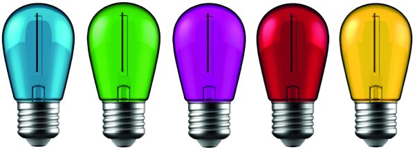 Avide Dekor Filament LED Lampe 1W E27 (Grün/Blau/Gelb/Rot/Lila)