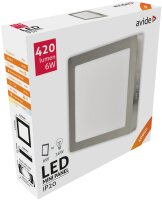 Avide LED-Deckenleuchte für Aufbaumontage, quadratisch, ALU, satiniertes Nickel, 6W, NW 4000K