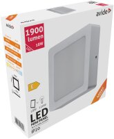Avide LED-Deckenleuchte für Aufbaumontage, quadratisch, Kunststoff, 18W, NW, 4000K
