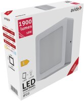 Avide LED-Deckenleuchte für Aufbaumontage, quadratisch, Kunststoff, 18W, WW, 3000K