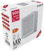 Avide LED-Deckenleuchte für Aufbaumontage, quadratisch, Kunststoff, 9W, WW, 3000K