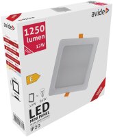 Avide LED-Deckenleuchte, Einbaupanel, quadratisch, Kunststoff, 12W, WW, 3000K