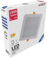 Avide LED-Deckenleuchte, Einbaupanel, quadratisch, Kunststoff, 18W, KW, 6400K