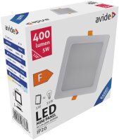 Avide LED-Deckenleuchte, Einbaupanel, quadratisch, Kunststoff, 5W, KW, 6400K