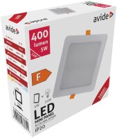 Avide LED-Deckenleuchte, Einbaupanel, quadratisch, Kunststoff, 5W, WW, 3000K