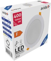 Avide LED-Deckenleuchte, Einbaupanel, rund, Kunststoff, 5W, KW, 6400K