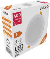 Avide LED-Deckenleuchte, Einbaupanel, rund, Kunststoff, 5W, NW, 4000K