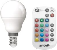 Avide Smart LED Mini Globe E14 4,9W RGB+W 2700K mit IR-Fernbedienung